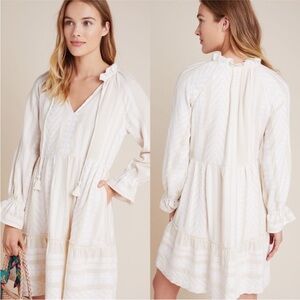 Anthropologie Maeve Dominique Embroidered Tunic Dress Ivory Size XL